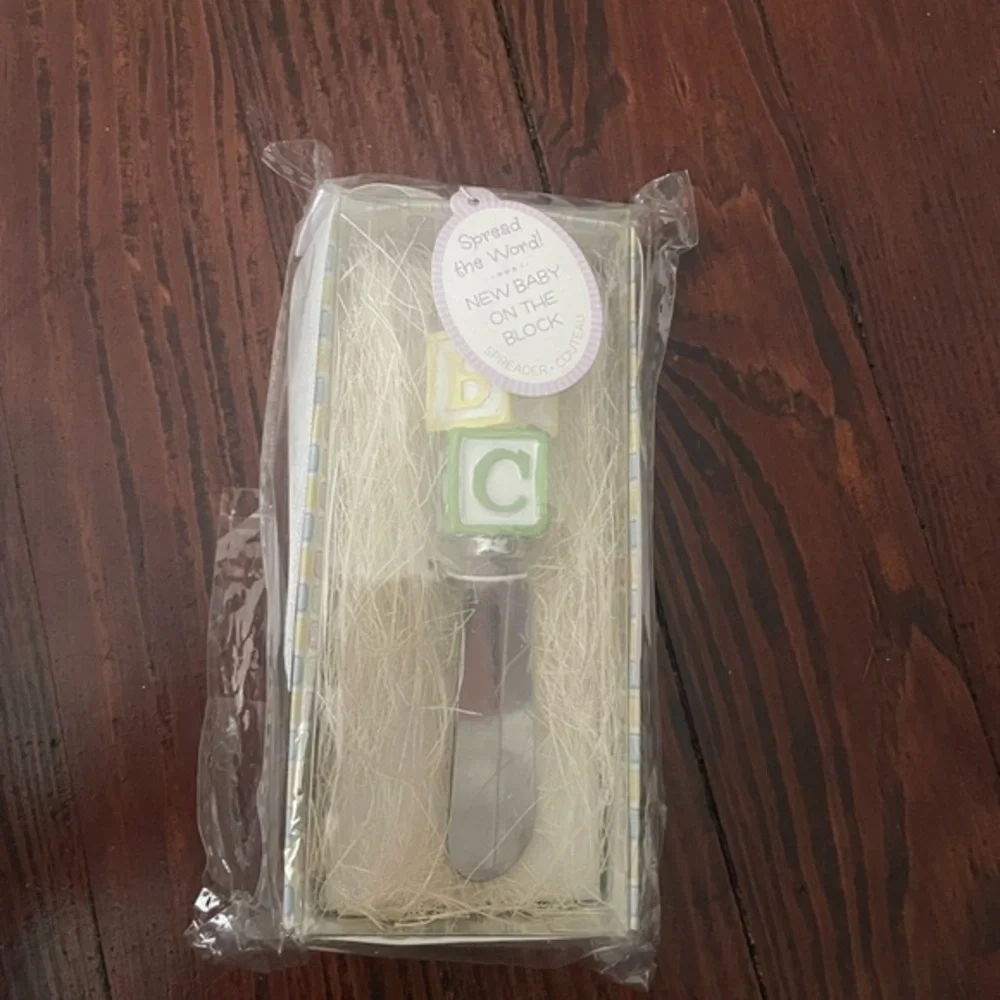 Alphabet Baby Shower Gift Spreader - Green Purple Yellow Silver